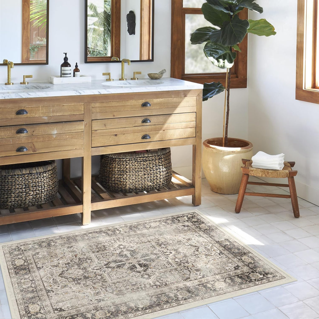 RUGGABLE Kamran Washable Area Rug - Stain & Water Resistant, Non-Slip - Hazel 4'x6' G740640