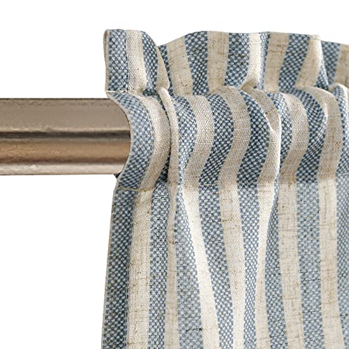 jinchan Floral Kitchen Curtains Set Linen Tier Curtains and Valance for Small Windows 24 Inch Blue on Beige T108057