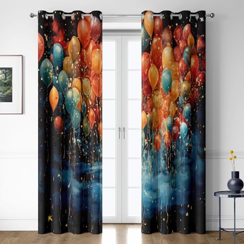 Boho Floral Blackout Curtains 52" x 84" 2 Panel Set P525