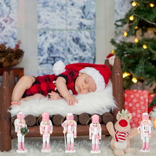 Jetec 10 Pcs Christmas Nutcracker Wooden Hanging Ornaments 5 Inch U816355
