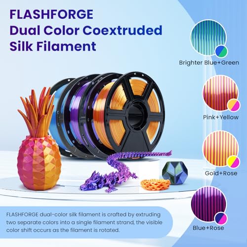 FLASHFORGE Silk PLA 3D Printer Filament 1.75mm 1KG, Multicolored Gradient V83097