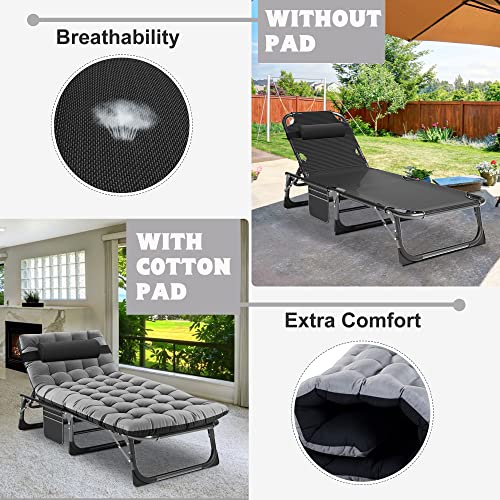 ABORON Folding Camping Cot with Mat for Adults, Heavy Duty Outdoor Bed with Carry Bag C211720