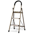Magshion Aluminum 3-Step Ladder Folding Step Stool Stepladders with Padded Grip, Sturdy and Lightweight Portable Steel Step Stool for Home Kitchen, 331lbs Capacity, Gold