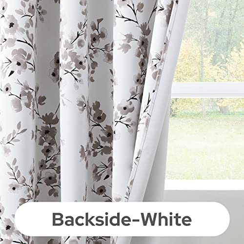 HOMEIDEAS Taupe Floral Blackout Curtains, 52 x 84 Inches, 2 Panels T310944