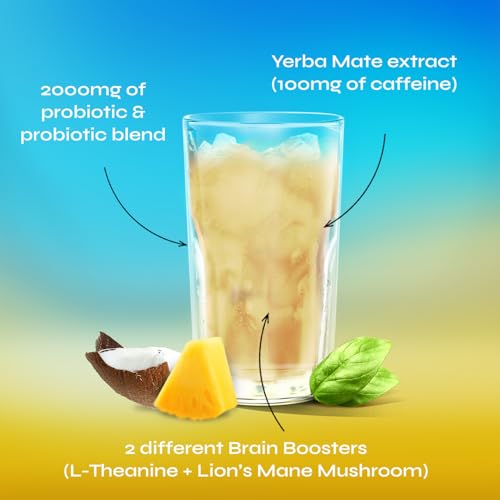 Yerba Magic Pina Colada Yerba Mate Instant Tea Powder, 3-in-1 Super Drink, 30 Servings K645