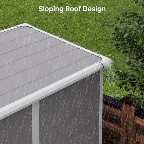 Gizoon 5x3 FT Resin Storage Shed Outdoor with Floor, Grey R548294