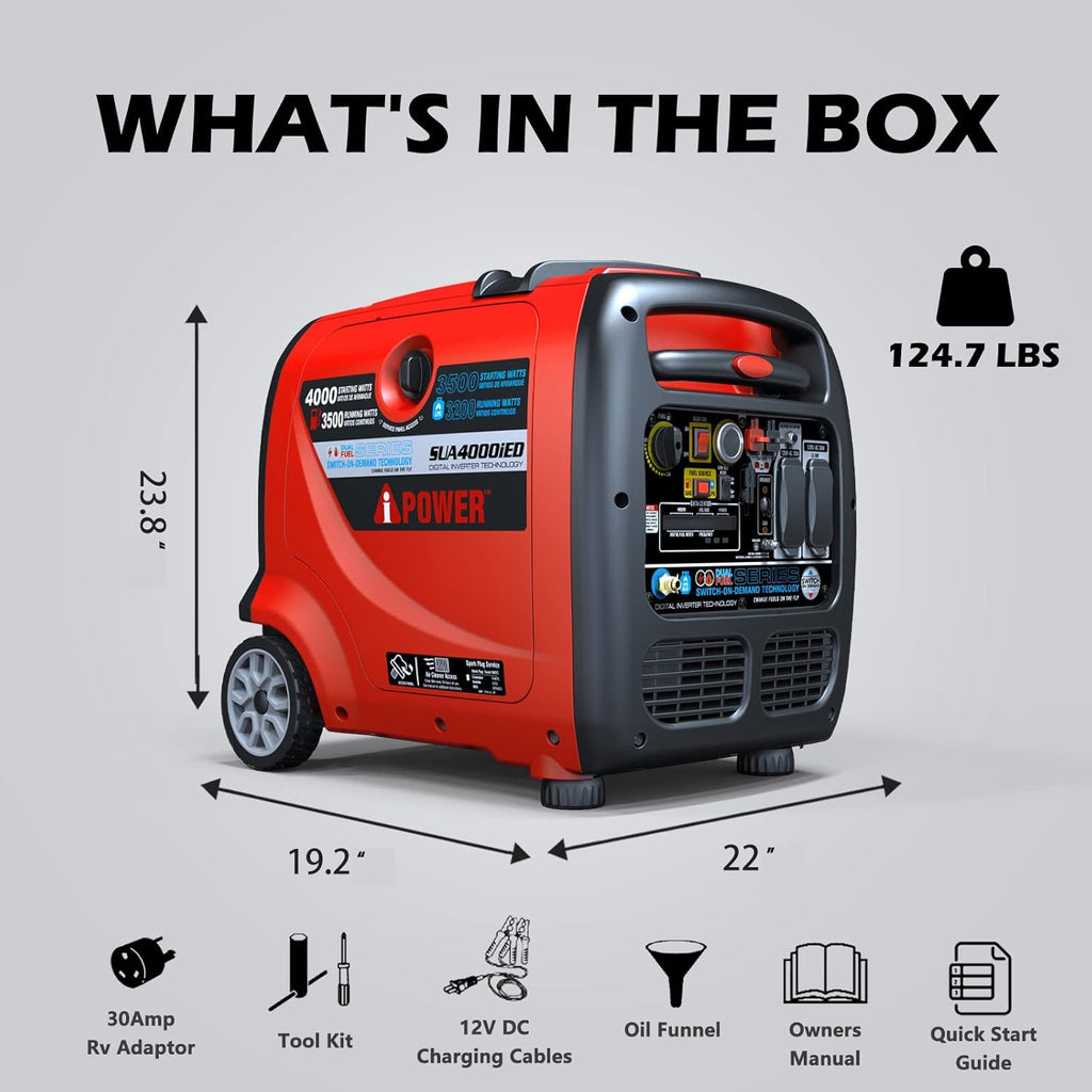 A-iPower SUA4000iED 4000W Portable Inverter Generator, Gas & Propane, Electric Start R160