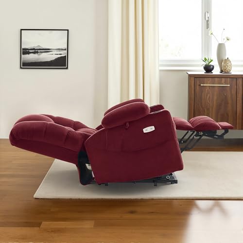 MCombo Large Triple Motor Power Lift Recliner Chair with Massage and Dual Heating, Grey D316
