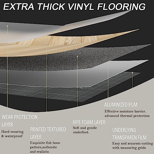 Oxdigi Peel and Stick Vinyl Flooring Roll 23"x393" Waterproof Wood Plank U1250