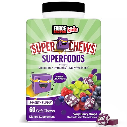 FORCE FACTOR Kids Multivitamin Super Chews, Kids Vitamins to Support Wellness, Immunity, Eye Health, & More with 18 Vitamins, Minerals, & Antioxidants, 2-Month Supply, Multi-Flavor, 60 Soft Chews
