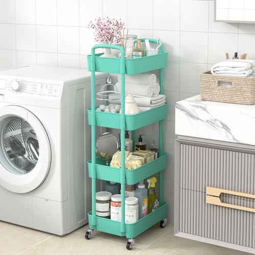 Sywhitta 3-Tier Plastic Rolling Utility Cart with Handle, Black F220270
