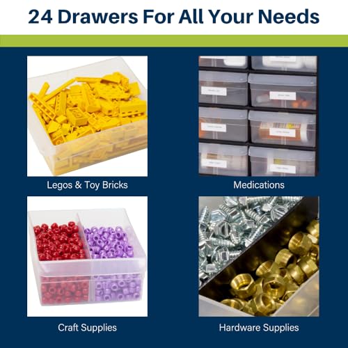 Akro-Mils 24-Drawer Plastic Storage Cabinet, Black I624065