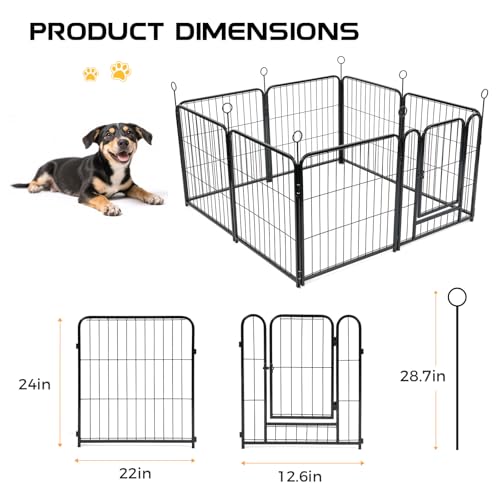 Lekesky 24 Inch 8 Panel Dog Playpen with Bottom Mat, Black E956