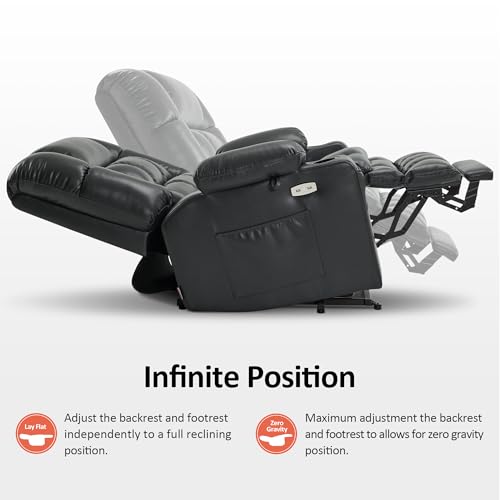 MCombo Dual Motor Power Lift Recliner Chair for Elderly with Heat and Massage, Black E570141