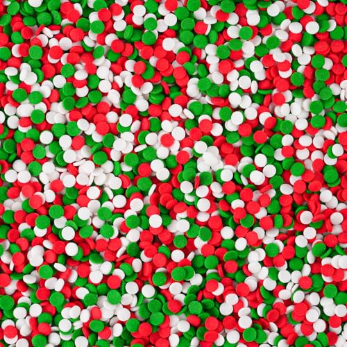 Christmas Sprinkles Bulk 1 lb - Red White Green Round Baking Toppings O347849