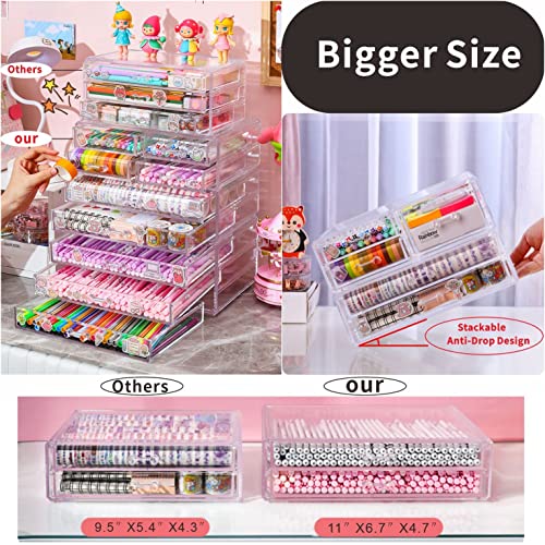 Cq Acrylic Stackable Makeup Organizer Set of 2, Clear 6 Drawers L8492
