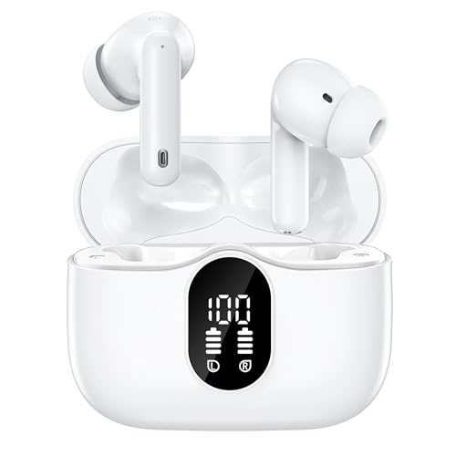 Wireless Earbuds Bluetooth Headphones LED Power Display Earphones ANC Ear Buds with Charging Case Bluetooth 5.3 Hi-Fi Stereo for iPhone/Android,Valentine's Day Birthday Gifts (Rose Gold)