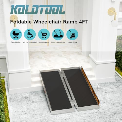 Portable Wheelchair Ramp 6FT Non-Slip Aluminum Folding Ramp for Home Steps I310