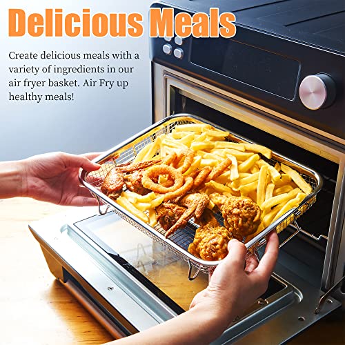 Eyourlife 2 Piece 18/8 Stainless Steel Air Fryer Basket for Oven, 12.8 x 9.6 Inch X5786
