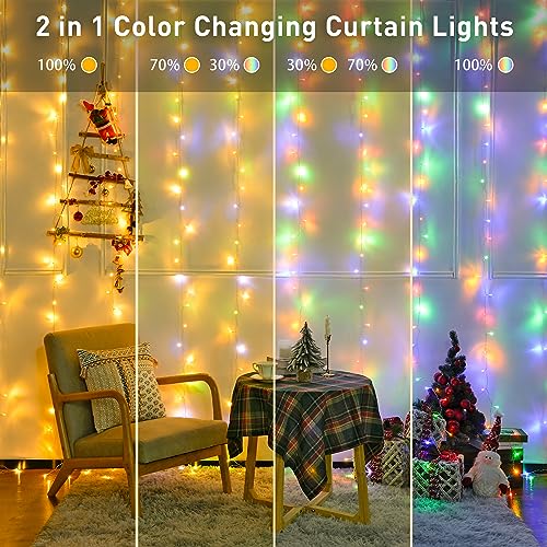 JMEXSUSS 300 LED Remote Control Christmas Curtain Lights, Warm White V64841