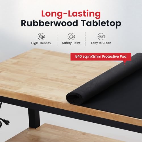 48 Inch Adjustable Height Workbench with Storage and Power Outlets R129134