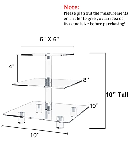Jusalpha 3 Tier Acrylic Square Cupcake Stand, Gold Z444045