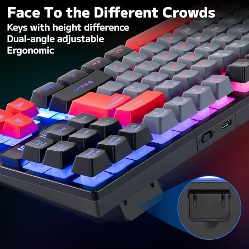 Wireless TKL Keyboard Mouse Combo Rechargeable LED Backlit for PC Laptop PS4 PS5 Switch N584