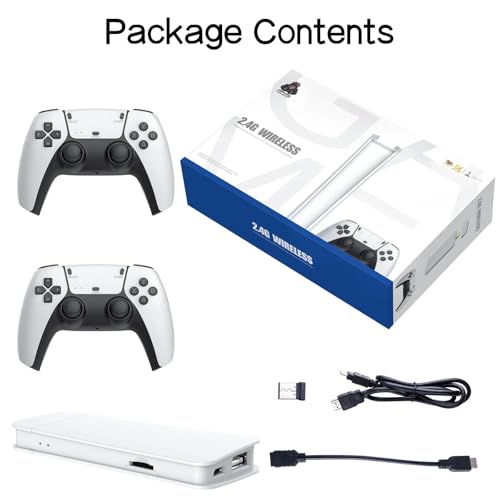 Retro Game Console with 20000+ Built-in Games, HDMI Output, Dual Controllers (White-Grey) R4696
