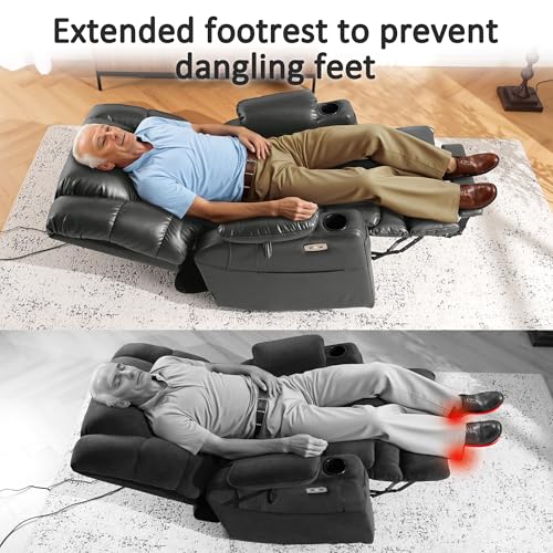 MCombo Large Triple Motor Power Lift Recliner Chair with Massage and Dual Heating, Faux Leather, Dark Brown X979