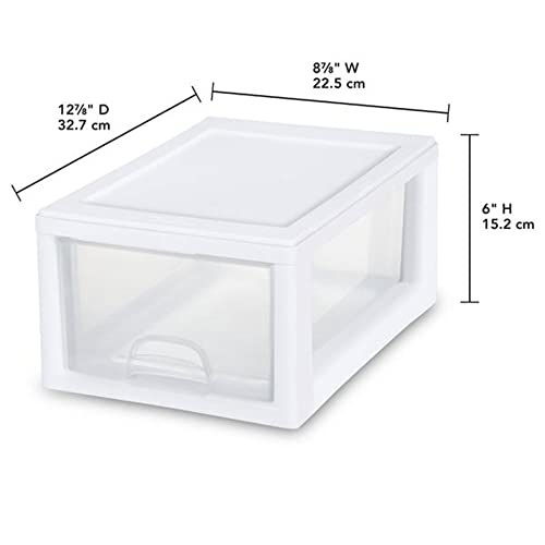 Sterilite 4-Pack 27 Quart Stacking Drawer, Clear Storage Organizer with White Frame M965