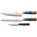 Grunwerg- Katana Elements 9 Piece Knife Block Set : 8 Japanese Quality Specialty Knives, Premium Damascus Steel Blades, Unique Resin Handle, Green