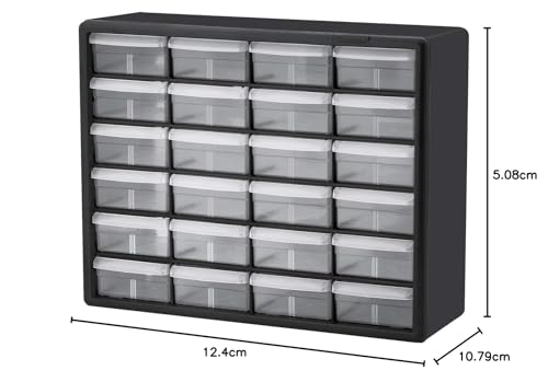 Akro-Mils 24-Drawer Plastic Storage Cabinet, Black I624065