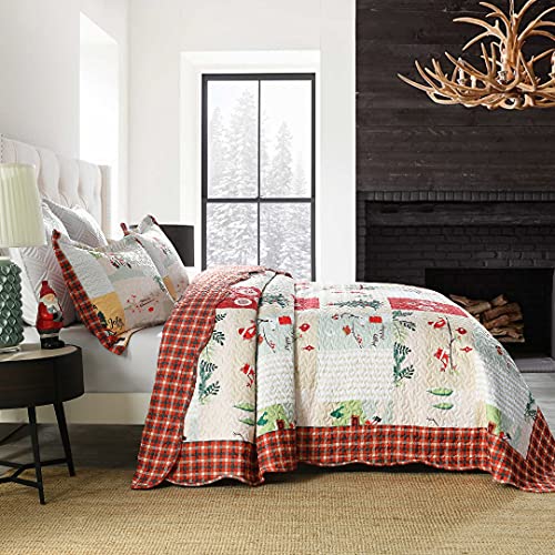 MarCielo Christmas Quilt Set Bedspread, White, Queen N87341