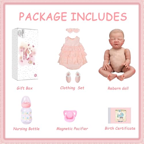 WOOROY Realistic Reborn Baby Doll 20 Inch Sleeping Girl Soft Weighted Body A2723