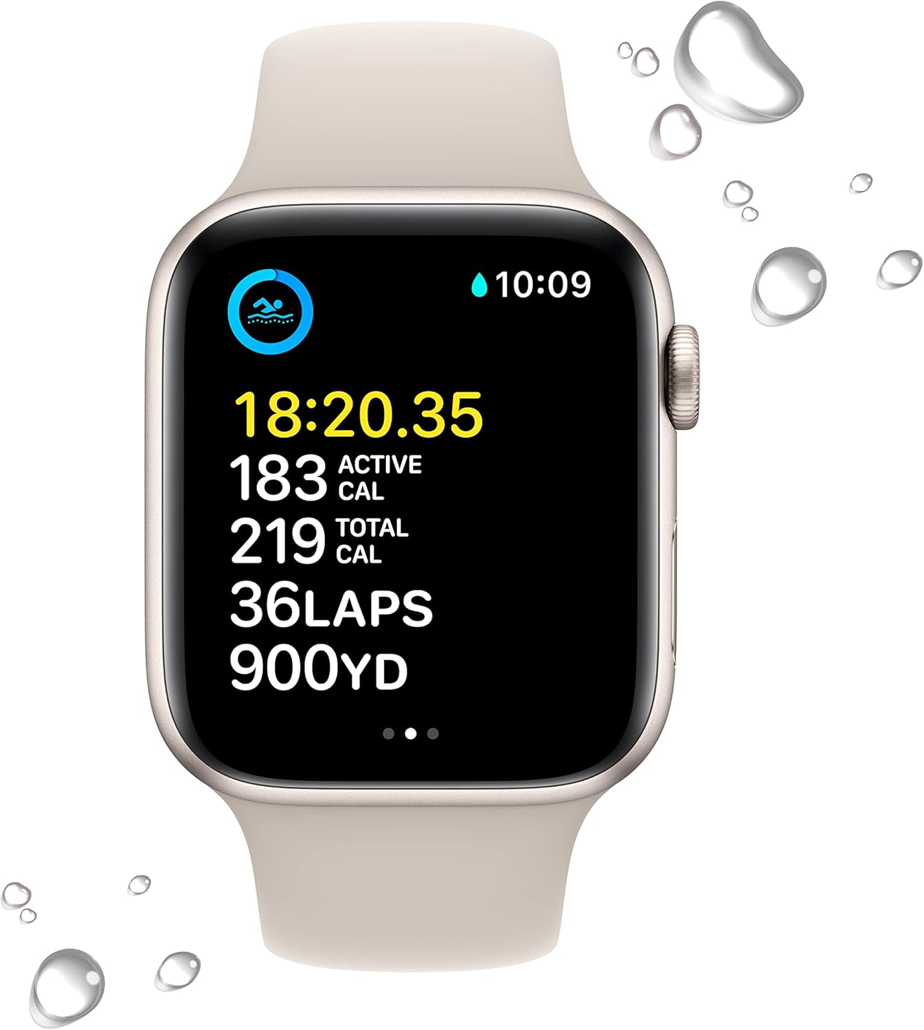 Apple Watch SE (2nd Gen) GPS 44mm Smart Watch with Starlight Aluminum Case & Sport Band U1350