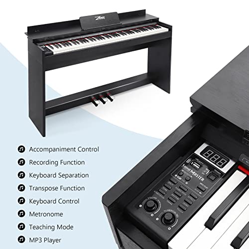 ZHRUNS Digital Piano 88 Key Weighted Keyboard with Sustain Pedal, White M963453