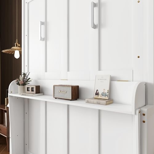 Queen Size Murphy Bed with Desk & Charging Station, White K505073