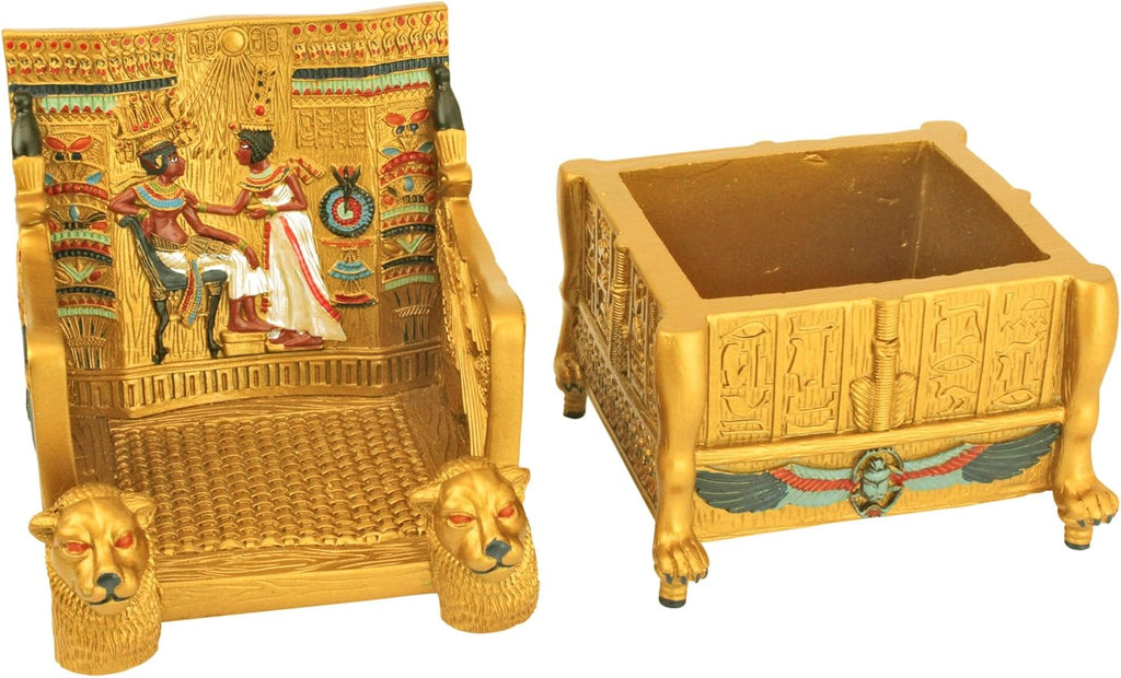 Design Toscano Egyptian Décor Trinket Box - King Tut's Golden Throne Jewelry Box E29605