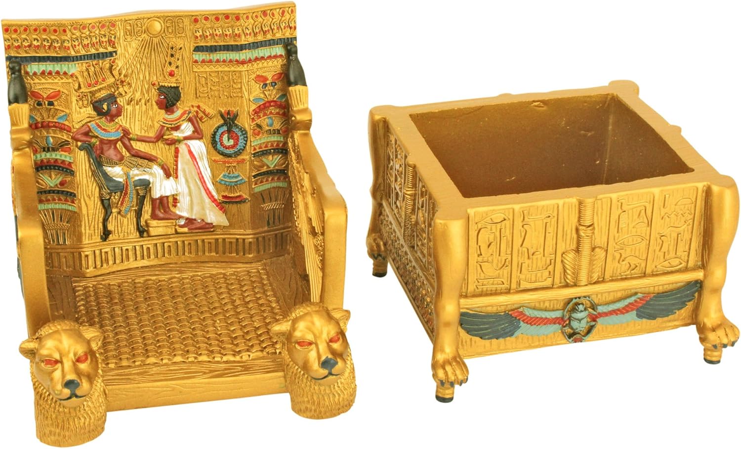 Design Toscano Egyptian Décor Trinket Box - King Tut's Golden Throne Jewelry Box E29605