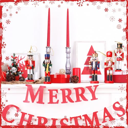 Jetec 10 Pcs Christmas Nutcracker Wooden Hanging Ornaments 5 Inch U816355