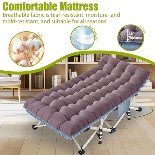 XXL Camping Cot for Adults with Mattress Heavy Duty Folding Bed with Carry Bag H5280