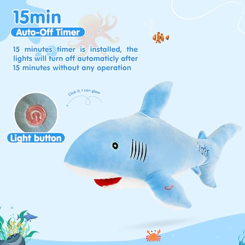 BSTAOFY 20'' Light Up Shark Stuffed Animal Glow Plush Toy I17161