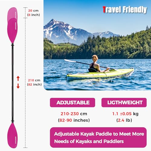 Kayak Paddles with Alloy Shaft and PP Blade, Adjustable 230-250 cm E1062