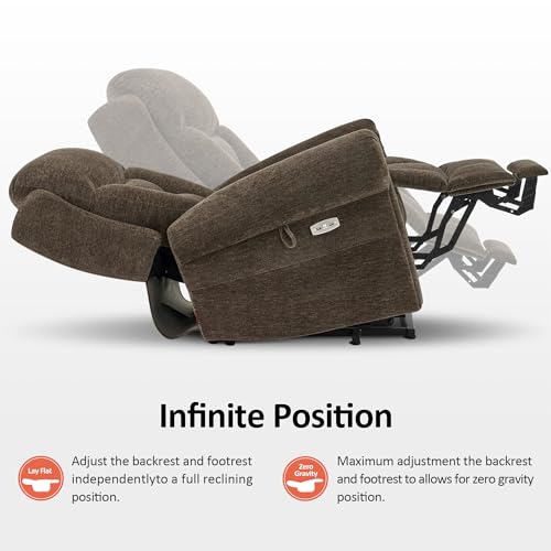 MCombo Triple Motor Power Lift Recliner Chair with Massage and Heating, Fabric, Coffee M573841