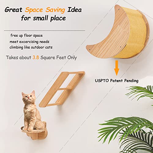 Solid Wood Cat Wall Shelves and Perches for Indoor Cats 3-Piece Set M28209