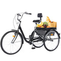 Adult Tricycles, 7 Speed Adult Trikes 26 inch 3 Wheel Bikes, Cruise Bike with Basket for Seniors, Women, Men for Recreation, Shopping, Exercise, Multiple Colors