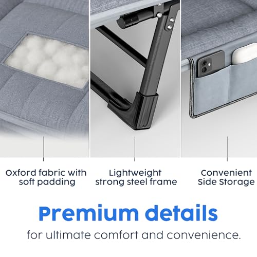 Folding Chaise Lounge Chair with Mattress, 6-Angle Adjustable, Gray M664250