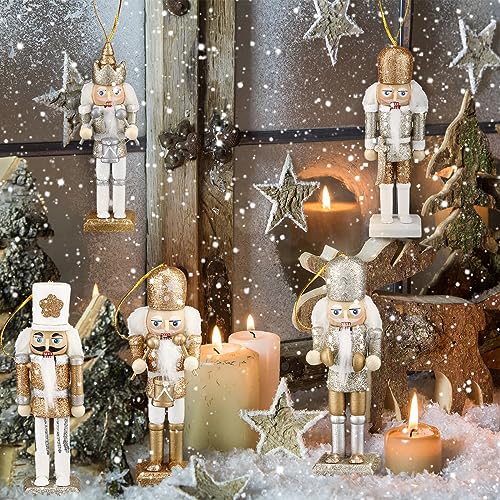 Jetec 10 Pcs Christmas Nutcracker Wooden Hanging Ornaments 5 Inch U816355
