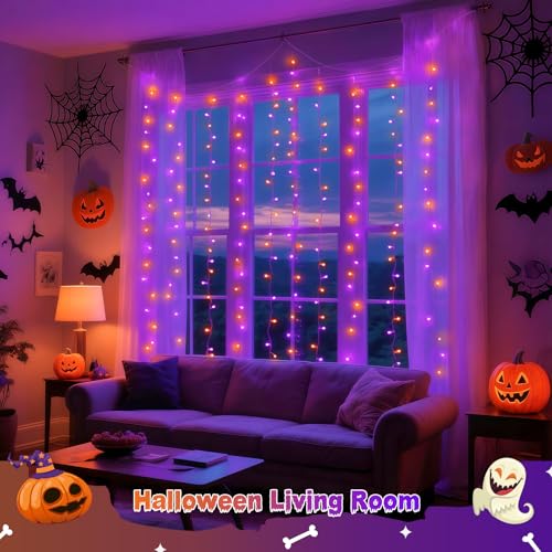 JMEXSUSS 200 LED Christmas Curtain Lights, Warm White, Battery & USB Powered W573
