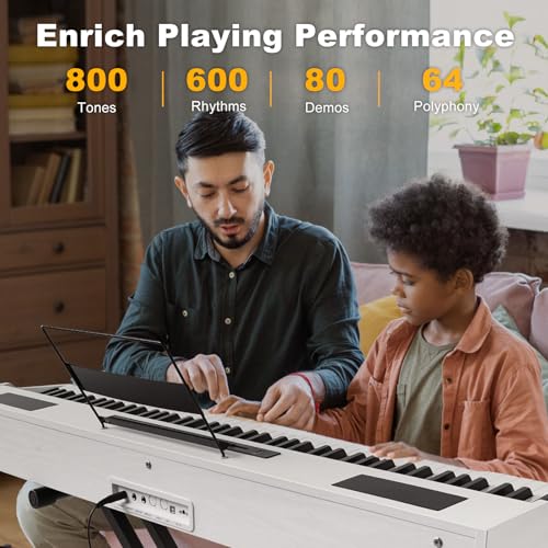 MUSTAR MDP-1200 Digital Piano 88 Key Weighted Hammer Action Keyboard with Stand, Pedal, Case, Black H320